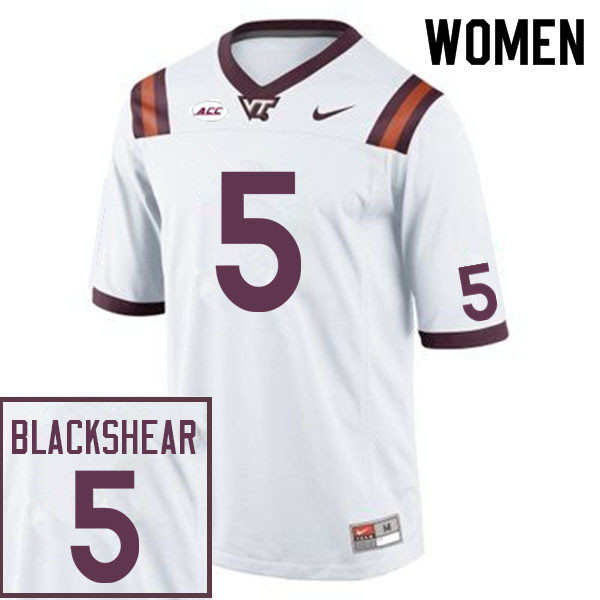 Women #5 Raheem Blackshear Virginia Tech Hokies College Football Jerseys Sale-White - Click Image to Close